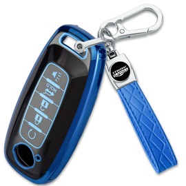 Joouheax for Nissan Key Fob Cover with Key Chain, Soft TPU 5 Button Key Case for Nissan Rogue Altima Kicks Pathfinder Sentra 2023 2024 2025, Blue