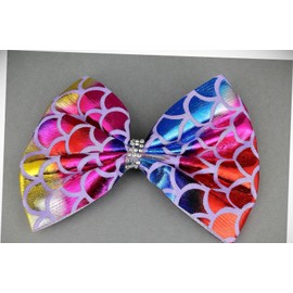 Perfect Hairstyle with Our Hair Accessories - Big Mermaid Bow Barrette Fabric Bow 5" Wide Hair Clip Shiny Scales Colorful Fashionable Hair Accessory Hair Jewelry Accessories for Lady Women