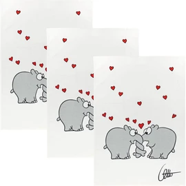 Kracht Ottifant Hearts Half-Linen Tea Towels 50 x 70 cm Pack of 3