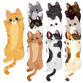 JSRQT 30Pcs Cat Paper Bookmarks, Adorable Kitty Design Page Markers Book Page Clips for Book Lovers, Reading Accessories Gift for for Students Teachers,10 Styles