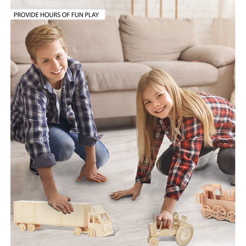 Puzzled 3D Puzzle Semi Truck Wood Craft Construction Model Kit,