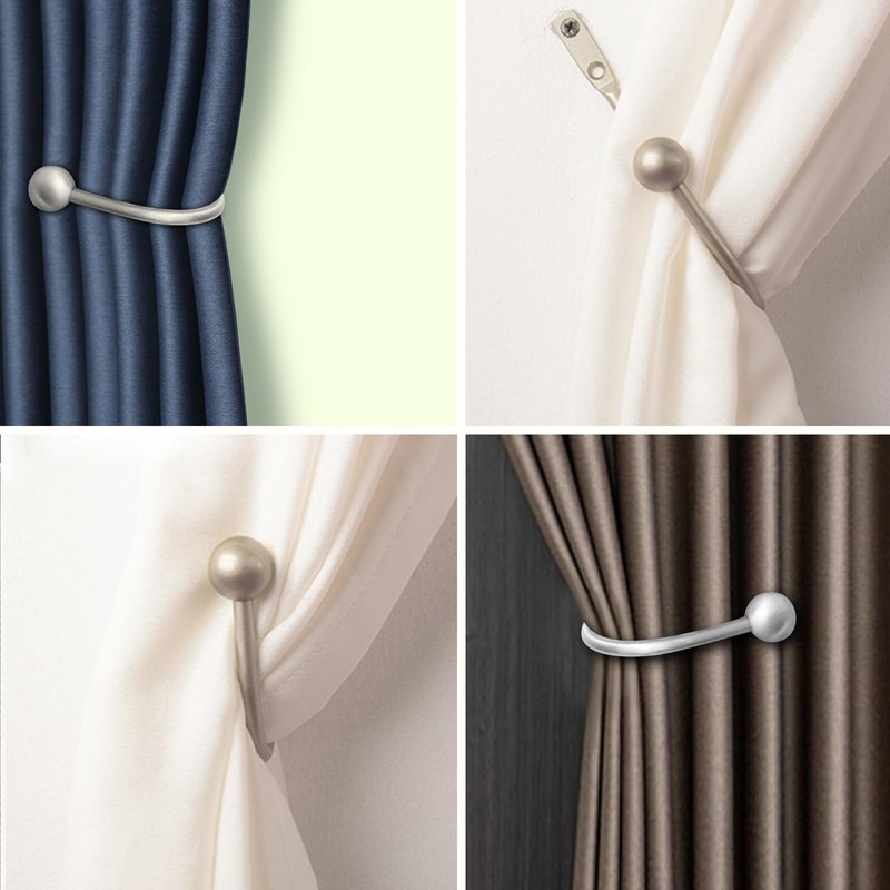 DALAETUS 12 Pcs Silver Curtain Holdbacks, U-Shaped Curtain Tie Back,