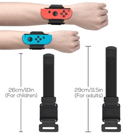 Wrist Bands for Just Dance 2025 2024 2023 2022 2021 2020 for Switch & OLED Model, Comfortable Adjustable Elastic Strap for Switch Controller, Two Size for Adults and Children, 2 Pack (Black)