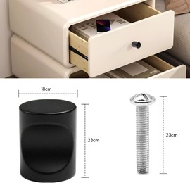 Matt Black Drawer Knob, 10 Pieces Chest of Drawers Drawer Knobs Set, Drawer Handles, Furniture Handle, Modern with Round Plate Top with Screws for Cabinets Chest of Drawers