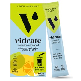 ViDrate Electrolytes Powder - Hydration Sachets Packed with Vitamins - Zero Sugar Rehydration Sachet No Artificial Sweeteners & Preservatives by ViDrate - Lemon Lime & Mint Large Pack, 30 Electrolytes Sachets
