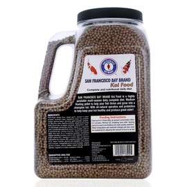 San Francisco Bay Brand Premium Koi Fish Food 4 lbs - Medium Floating Pellets Fish Food, All-Natural Spirulina & Probiotics Koi Food, Complete Multi-Season Diet, Enhance Color & Immunity, 36% Protein