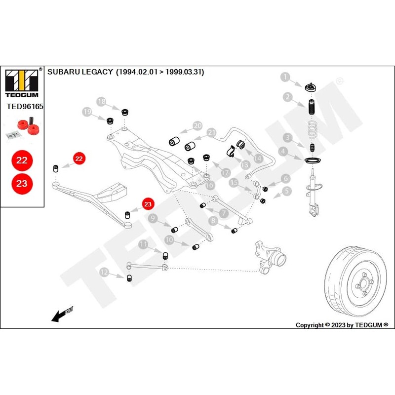 TEDGUM TED96165 POLYURETHANE BUSHING FOR REAR AXLE DIFFERENTIAL TRANSMISSION -