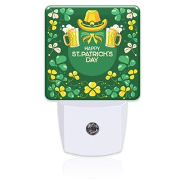 Happy St. Patrick's Day Night Light for Kids,Green Shamrock Leprechaun and Rainbow Night Light Plug in with Dusk to Dawn Sensor, 0.5w Energy Saving Sleep Friendly Nightlight for Kitchen Bedroom