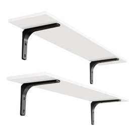 DINZI LVJ Long Wall Shelves, 39.4Inch Wall Mounted Shelves Set of 2, Extra Large Wall Storage Ledges with Sturdy Metal Brackets for Living Room, Bathroom, Bedroom, Kitchen, White