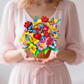 CawrdWhish Greeting Cards Butterfly Flower, Forever Flower Bouquet 3D Pop Up Birthday Gifts for Women Wife Mom Daughter Sister Aunt Grandmother, Anniversary Card, With Envelope