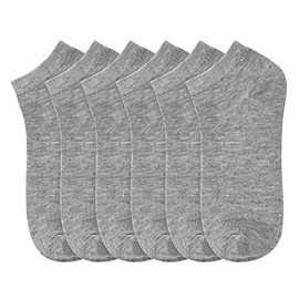 MaMia Women's 6 Pairs of Ankle Socks Low Cut Sport Peds-9-11 (fits shoes 5-10)-Gray