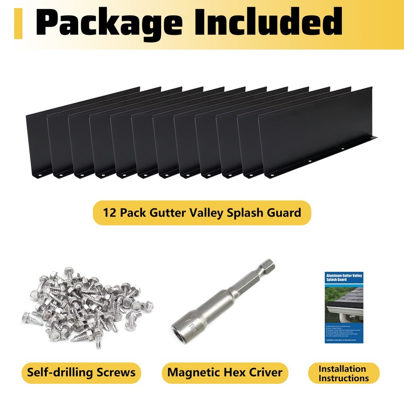 Powrocket 12 Pack Aluminum Gutter Valley Splash Guard,Keep Water from