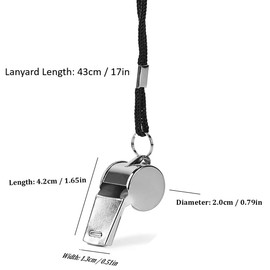 WALFESHOO 2pcs Stainless Steel Whistle, Coach Whistles Metal Whistle with Lanyard, Loud Crisp Sound Sports Whistles for Referees, Coaches, Polices, Training, Outdoor Sports and Emergency