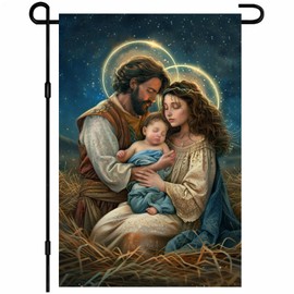 BlissYard Christmas Garden Flag Nativity Scene Outdoor Decor For Girls or Boys Gifts 12x18 Inch Polyester Holy Family Yard Banner Spiritual Holiday Welcome Flag Religious Home Display