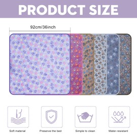 TANEMUDO 6 Pcs Waterproof Dog Blankets, Soft Pet Whelping Blanket Washable Puppy Paw Print Fleece for Small and Medium Dogs, Pet Cat Warm Sleep Mat, Guinea Pig Cage Liners, 6 Colors(36 x 36 Inch)
