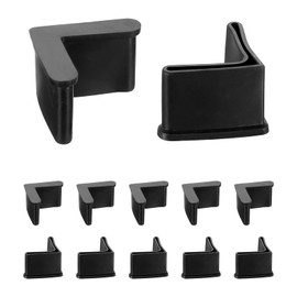 QUARKZMAN Pack of 12 1.38 x 1.38 inch rubber feet covers, L-shaped furniture angle pads, leg caps, end covers, floor protection, anti-slip angle iron for shelves, black