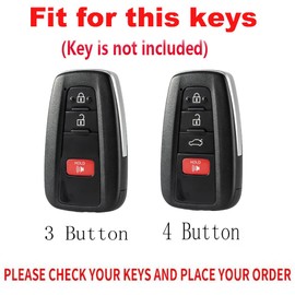 TECART Fit For Toyota Leather Key Fob Cover with Keychain Fit For Highlander Prius Corolla Camry RAV4 Avalon C-HR GT86, 4 Button-brown