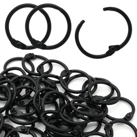Semrien 100 Pcs 1/2 Inch Binder Rings, Loose Leaf Binder Book Rings Black Paper Rings, Metal Index Card Rings Binder Clip Rings for Flash Cards, Key Rings, Index Cards (15mm)