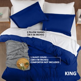 Utopia Bedding Duvet Cover King Size - 3 Piece with Zipper Closure - 1 Comforter Cover 104X90 Inches & 2 Pillow Shams 20X36 Inches (Royal Blue) Comforter Not Included