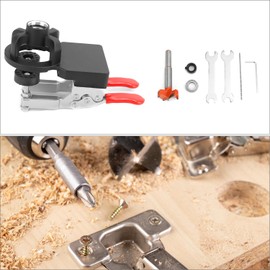 QWORK® 35mm Hinge Jig, Aluminum Alloy, Woodworking Dowel Jig, Cabinet Door Hinge Drill Guide Locator
