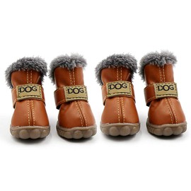 CMNNQ Snow Small Dog Boots, Pet Antiskid Dog Shoes, Winter Waterproof Skidproof Paw Protectors, Warm Booties for Puppy Play