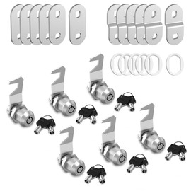 Hecfu 6 Pcs Toolbox Locks with Keys, 5/8" Tubular RV Cam Lock Keyed Alike, Hook Cam, Tool Box Lock Secure Your Toolbox Mailbox Drawer Cabinet Locks, Silver, Zinc Alloy