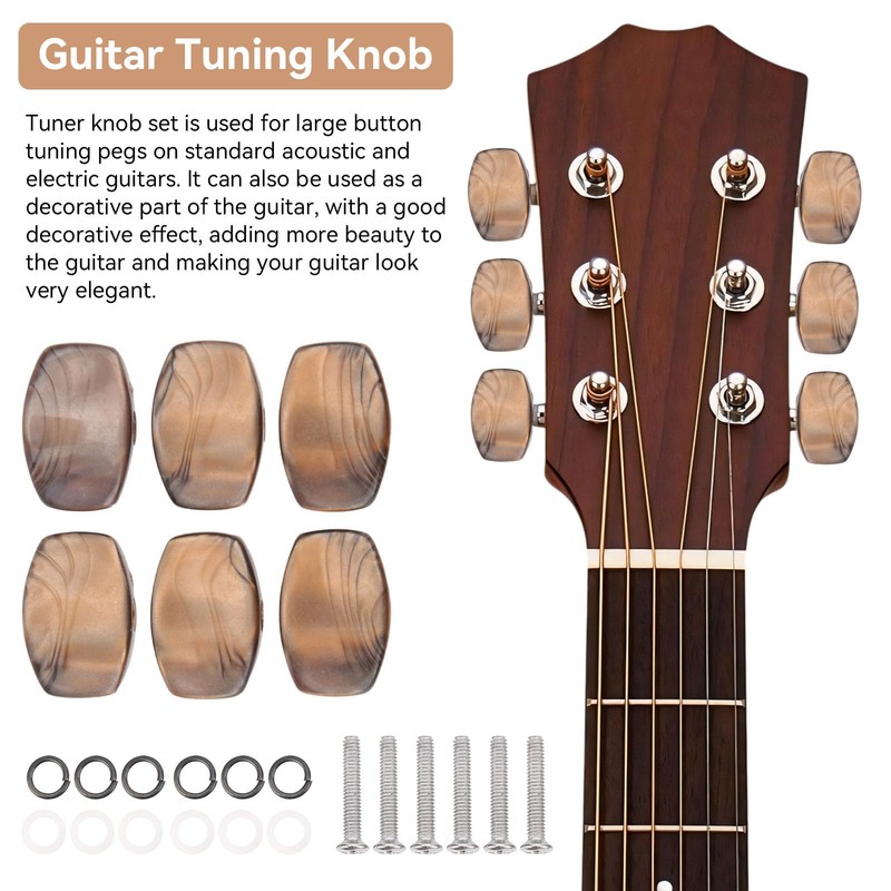 Guitar Tuning Pegs, Pack of 6 Plastic Guitar Tuning Keys