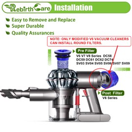 Filter for Dyson V6 Absolute Motorhead Cordless Stick Vacuum, 2 Post Filters, 2 Pre Filters Replacement, Compare to Parts # 965661-01 & 966741-01