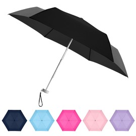 Lejorain Mini Pocket Umbrella Travel - Slim Small Black Men Compact Lighweight Umbrella for Backpack Paraguas