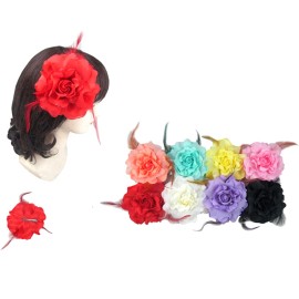 Unbranded 6pcs Bridal Rose Flower Feathers Hairpin Brooch Wedding Bridesmaid Hair Clip 5"