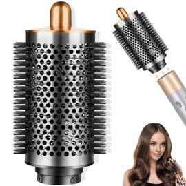 Upgraded Large Round Volumizing Brush for Dyson Airwrap Attachments Bigger Oval Round Brush Volumizer Tool Accessories for Fluffy Styling Hair (Gold)