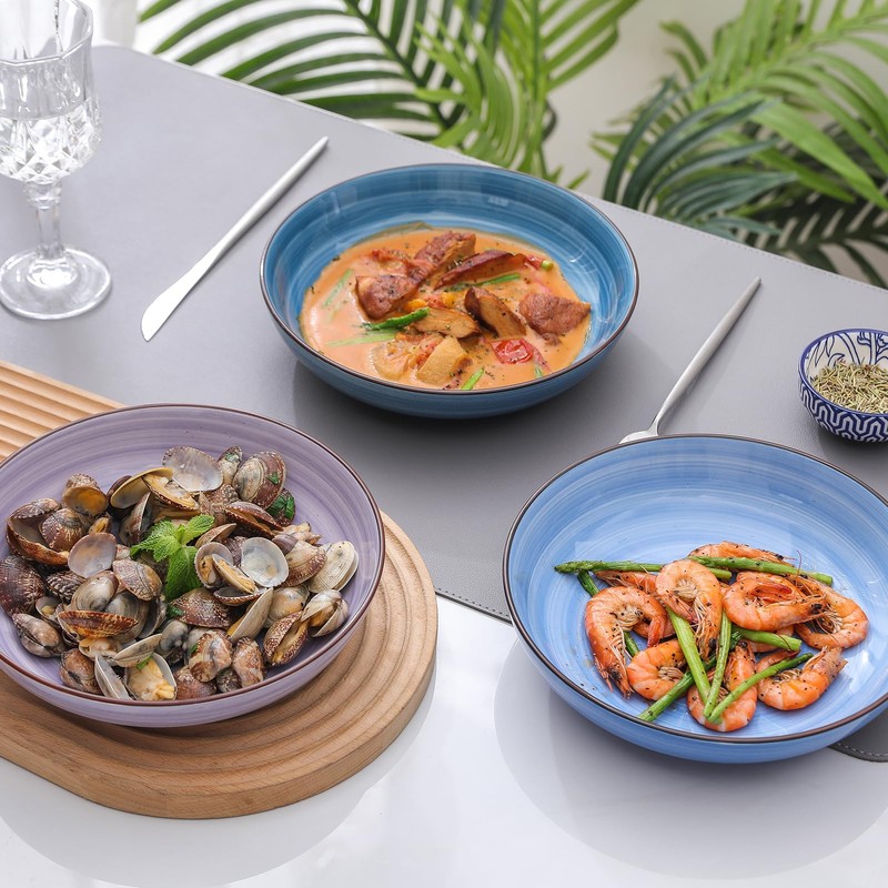 Selamica Ceramic Pasta Bowls Set 34 OZ, Large Salad Bowl