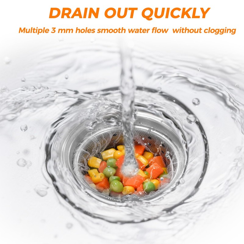 Deep Sink Strainer Basket – Fits Standard 3-1/2" Kitchen Drains
