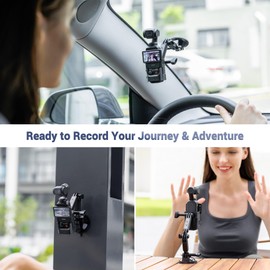 Pocket 3 Suction Cup Mount,Car Interior Windshield Dash Holder with 2 Detachable Expansion Arms for Osmo Pocket 3 Action 5 Pro 4 3 Hero 13 12 11 10 9 8 Insta 360 X5 X4 X3 Ace Pro Car Mount Accessories