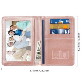 Passport and Vaccine Card Holder,Traveling Passport Cover with CDC Vaccination Card Slot RFID Blocking Passport Wallet for Women and Men, Watercolor Pink Marble, Minimalist