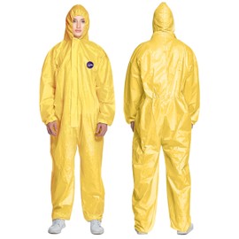 AXEL Hazmat Suits Disposable | 20 Pack | Yellow Protective Coveralls With Attached Hood - Chemical Protection, Industrial Coveralls for Men & Women - Breathable & Water-Resistant | Size Large
