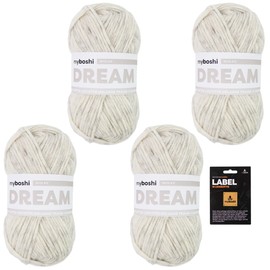 myboshi Dream Elegant, Skin-friendly Yarn with Baby Alpaca for Crochet and Knitting, 76% Cotton, 22% Baby Alpaca, 2% Merino, 50 g, Ll 95 m Beige (Cloud) 4 Balls