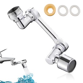 Bathroom Tap Attachment, Rotating Tap Attachment Extension Aerator, 1080 Degree Multifunctional Extension Tap, Rotating Faucet, for Bathroom and Kitchen, Silver