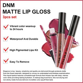 3Pcs Mauve Neutral Light Rosey Nude Blue Red Matte Liquid Lipstick Lip Stain Sets for Women DNM Long Lasting 24 Hours Matte Lipstick Light Skin labiales matte larga duracion 24 matenhoras originales