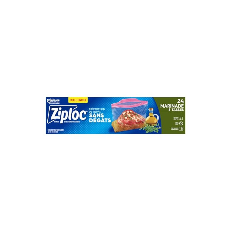 Ziploc® Marinade Bags, Mess free meal prep, 8 cups, 24