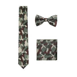 WANYING Men's Classic 6 x 12 cm Bow Tie & 6 cm Narrow Tie & 22 x 22 cm Pocket Square 3 in 1 Sets, B51