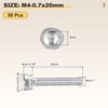 METALLIXITY Socket Head Cap Screw(M4-0.7x20mm)50Pcs, 304 Stainless Steel Allen Socket