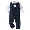 amokk Baby Boy Formal Outfits White Long Sleeves Shirts Striped