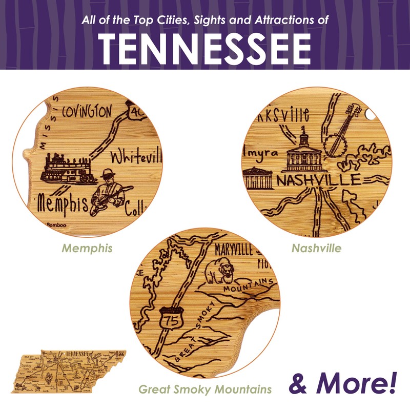 Totally Bamboo Tennessee State Destination Bamboo Serving and Cutting Board