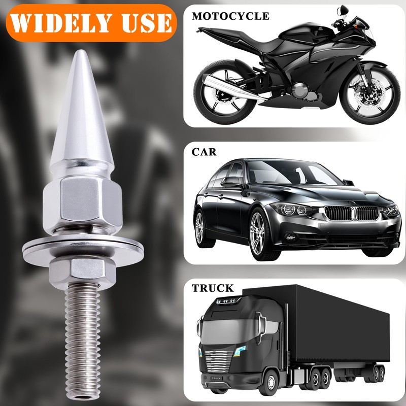 MEAJOO 4Pcs Spike License Plate Screw Fasteners Kit, Decorative Anti-Theft