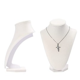 Julysky Julysky 3D Necklace Display Stand For Selling,Velvet Chain Jewelry Bust Holder Organizer (1, beige)