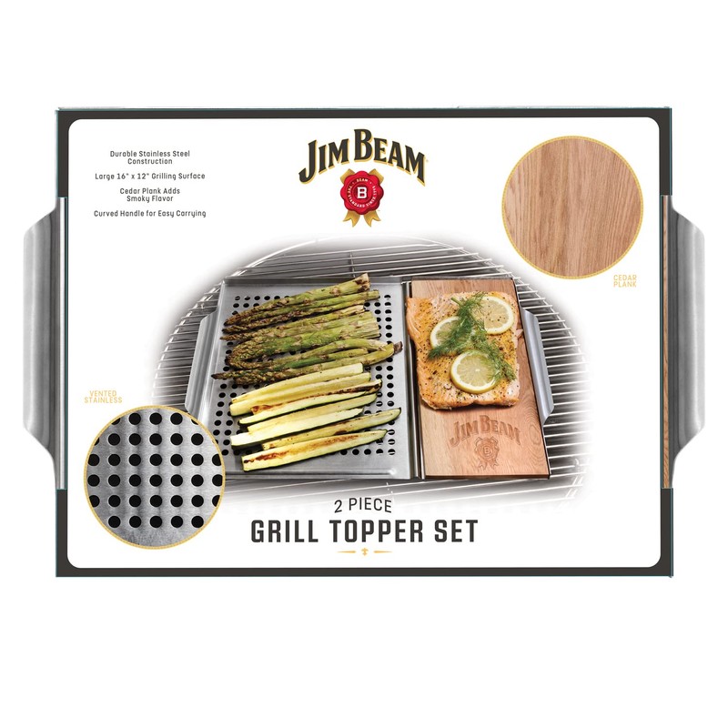 Jim Beam Cedar Plank Grill Topper Set Silver Accessory JB0162