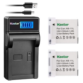 Kastar Battery (X2) & LCD Slim USB Charger for Canon NB-11L and PowerShot SX410 IS SX400 IS ELPH 170 IS 340 HS 320 HS 130HS 110 HS 1150 HS A2300 IS A2400 IS A2500 A2600 A3400 IS A3500 IS A4000 Cameras