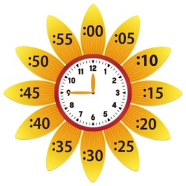 BIZIBAFF Telling Time Teaching Clock for Kids - 38PCS Sunflower Telling Time Bulletin Board Teacher Decorations for Classroom Teaching Essentials Back to School Elementary Classroom Must Haves