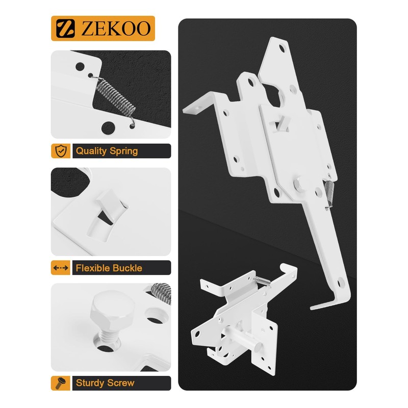 ZEKOO Stainless Steel Gate Hardware Kit, Self Closing Gate Hinges